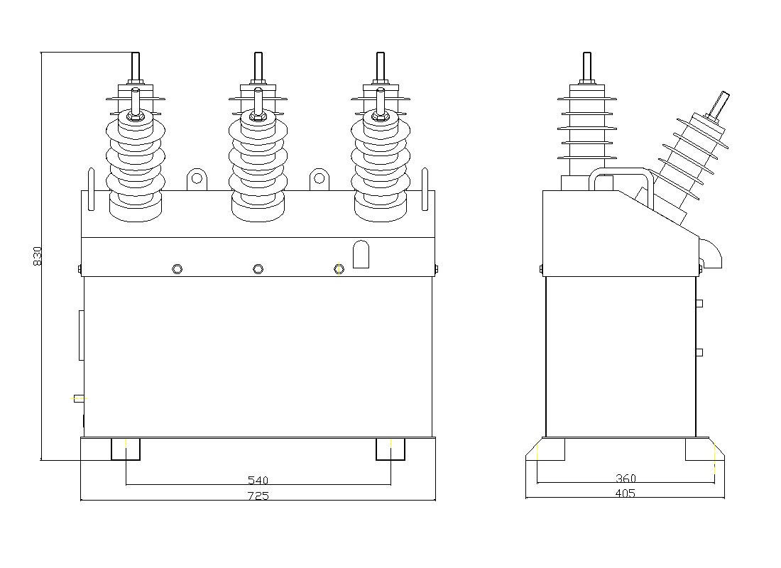三元件干式高壓計量箱特點、接線原理和外形及安裝尺寸說明